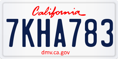 CA license plate 7KHA783