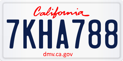CA license plate 7KHA788