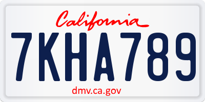 CA license plate 7KHA789