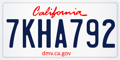 CA license plate 7KHA792