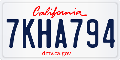 CA license plate 7KHA794