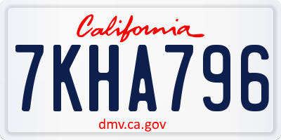 CA license plate 7KHA796