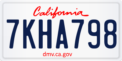 CA license plate 7KHA798