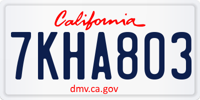 CA license plate 7KHA803