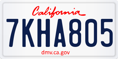 CA license plate 7KHA805