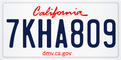 CA license plate 7KHA809