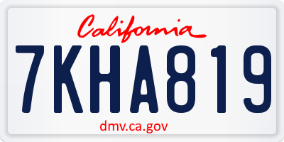 CA license plate 7KHA819