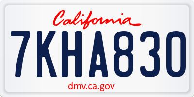 CA license plate 7KHA830