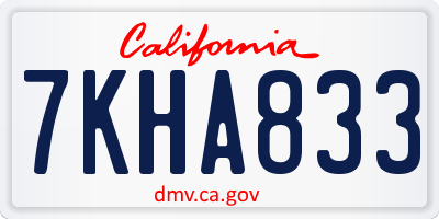 CA license plate 7KHA833
