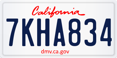 CA license plate 7KHA834