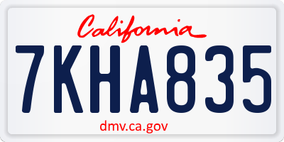 CA license plate 7KHA835