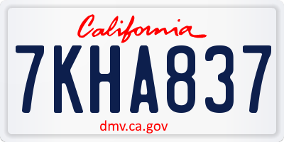 CA license plate 7KHA837