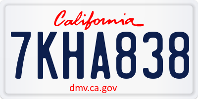 CA license plate 7KHA838