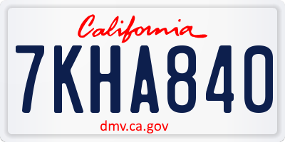 CA license plate 7KHA840