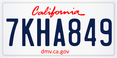 CA license plate 7KHA849