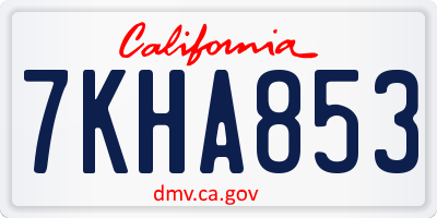 CA license plate 7KHA853