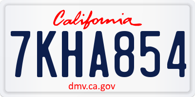 CA license plate 7KHA854
