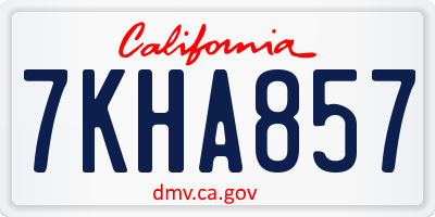 CA license plate 7KHA857