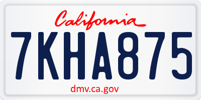 CA license plate 7KHA875