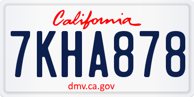 CA license plate 7KHA878