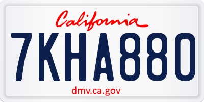 CA license plate 7KHA880
