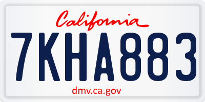 CA license plate 7KHA883