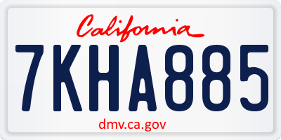 CA license plate 7KHA885