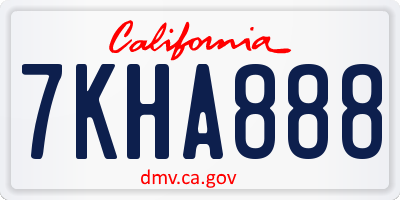 CA license plate 7KHA888