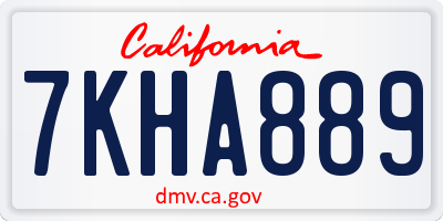 CA license plate 7KHA889
