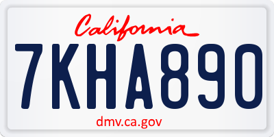 CA license plate 7KHA890