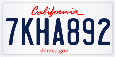 CA license plate 7KHA892