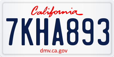 CA license plate 7KHA893