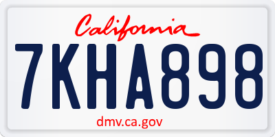CA license plate 7KHA898