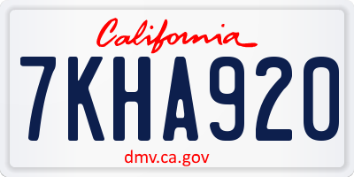 CA license plate 7KHA920