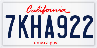 CA license plate 7KHA922