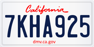 CA license plate 7KHA925