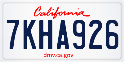 CA license plate 7KHA926
