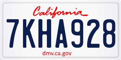 CA license plate 7KHA928