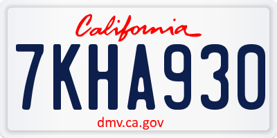 CA license plate 7KHA930