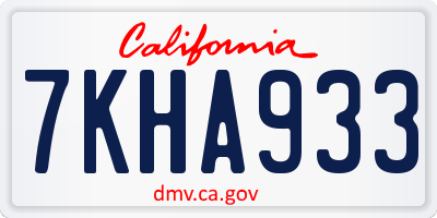 CA license plate 7KHA933