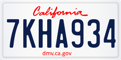 CA license plate 7KHA934