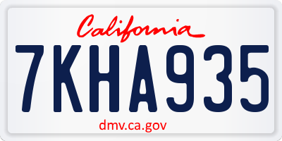 CA license plate 7KHA935