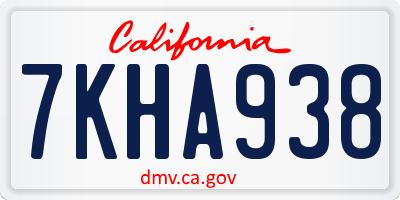 CA license plate 7KHA938