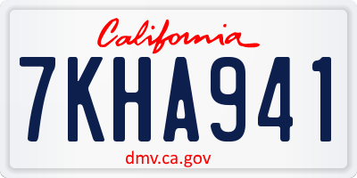 CA license plate 7KHA941