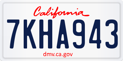 CA license plate 7KHA943