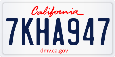 CA license plate 7KHA947