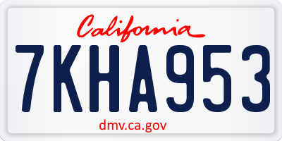 CA license plate 7KHA953