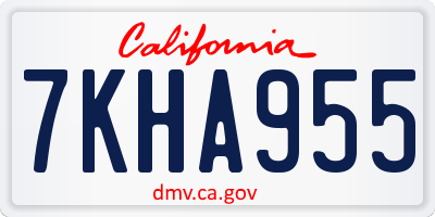 CA license plate 7KHA955