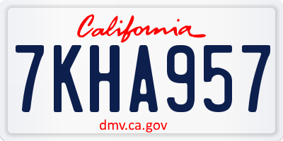CA license plate 7KHA957