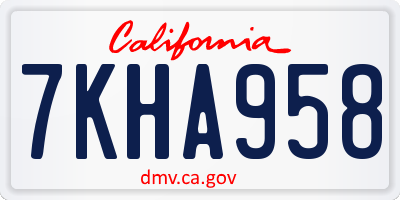 CA license plate 7KHA958